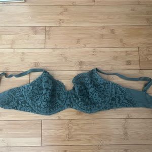 Green lacy bra